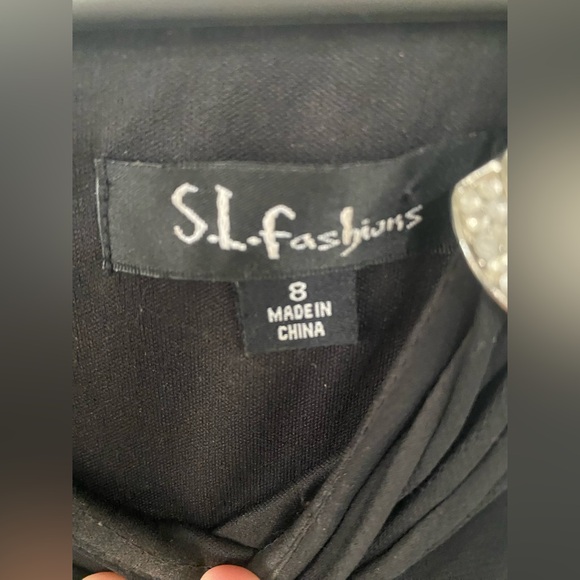 Black Tier S.L. FASHIONS dress with rhinestone detail on strap - Picture 3 of 3